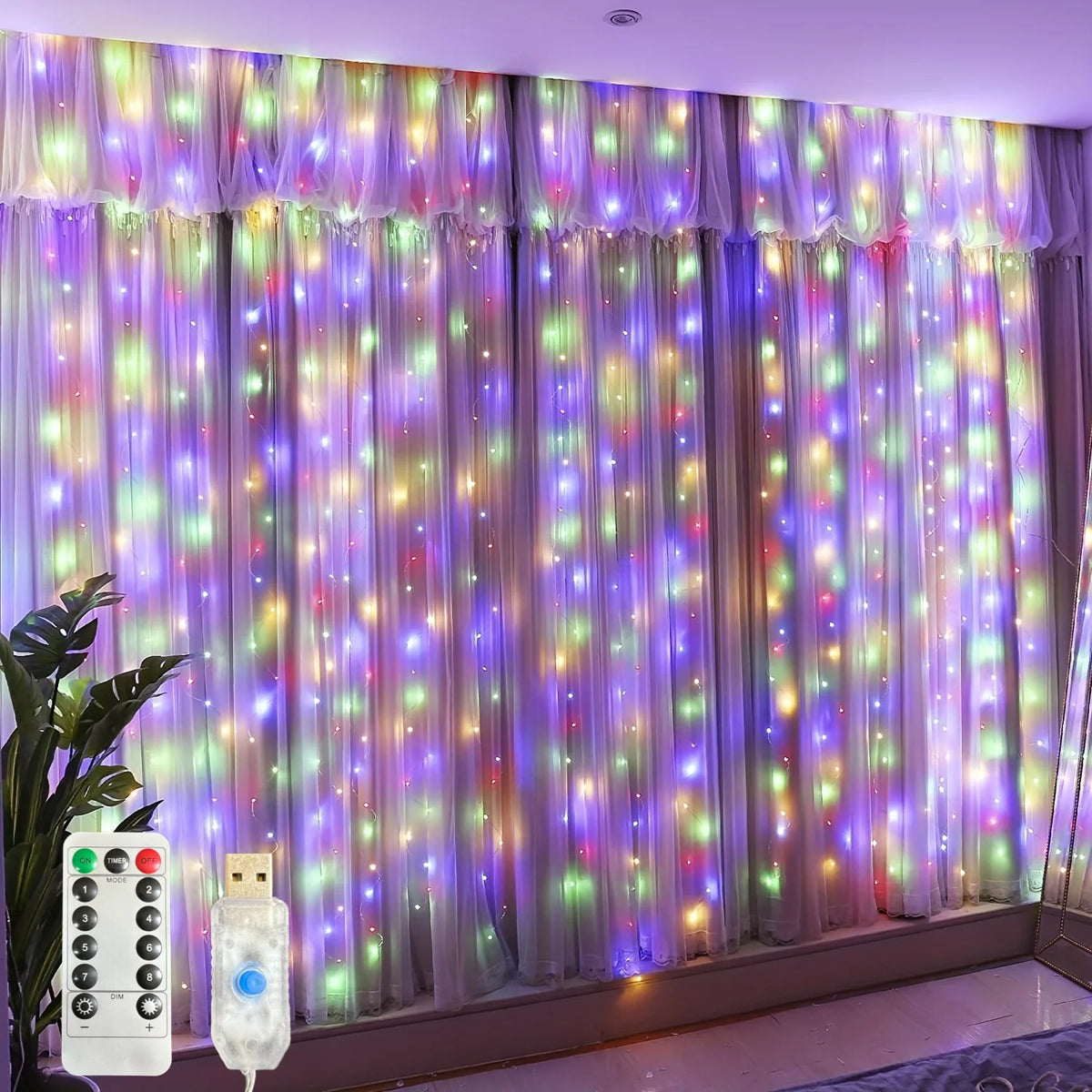 Christmas LED Curtain Lights with Remote
