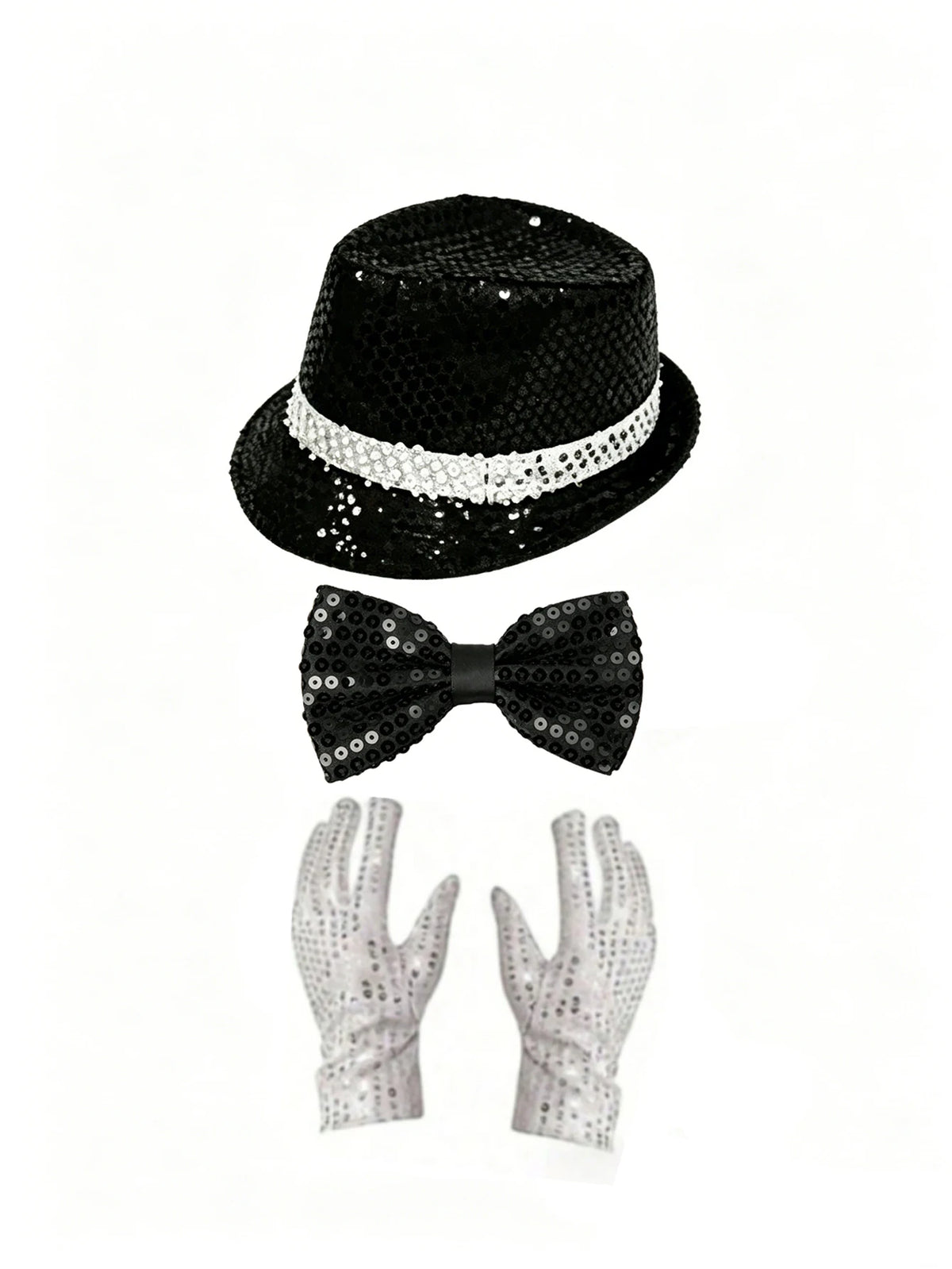 Pop-Star Costume Accessory Set – Sequin Fedora, Glove & Sunglasses
