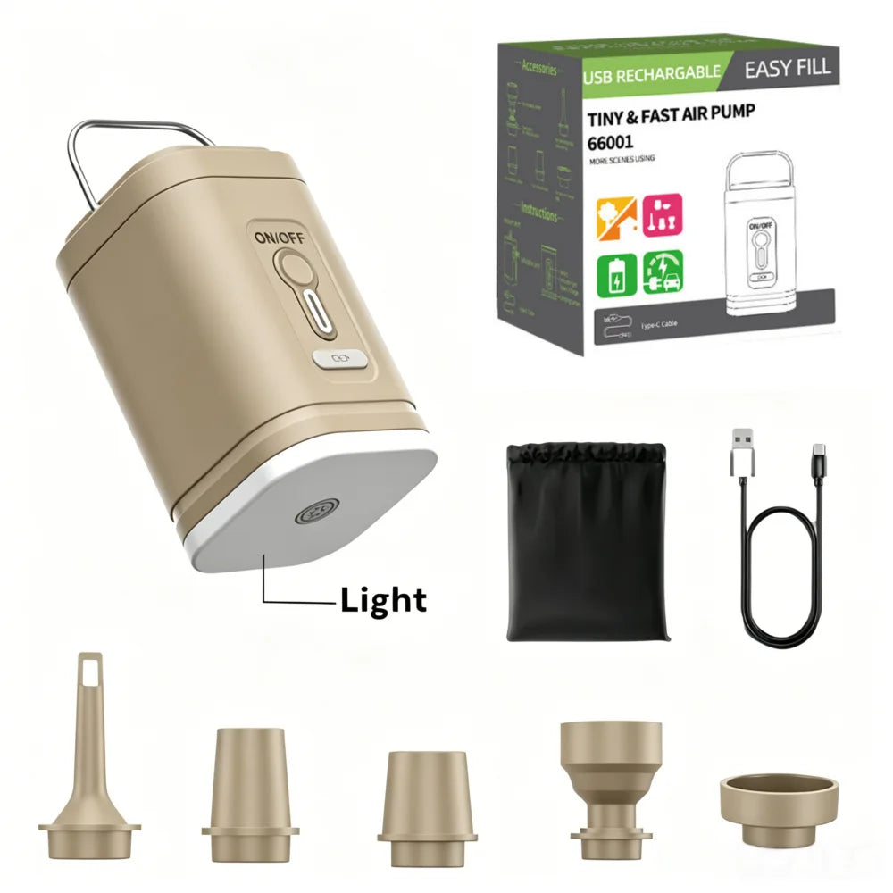 Portable USB Rechargeable Air Pump with Light