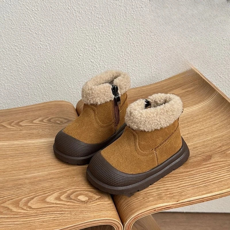 Kids Leather Snow Boots – Fleece-Lined Winter Boots