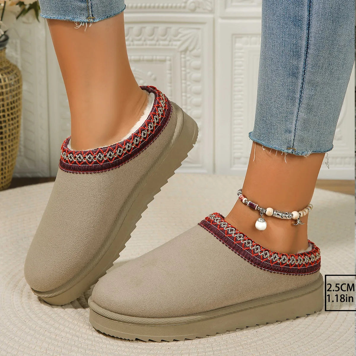 Women’s Plush-Lined Ankle Snow Boots – PU Upper & Rubber Sole