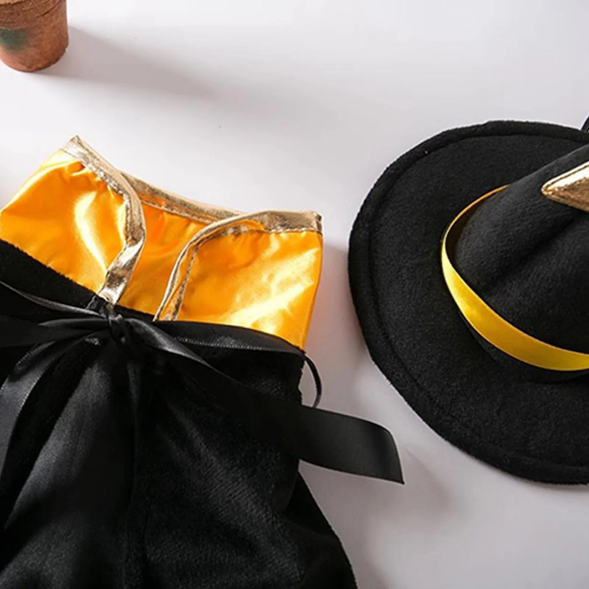 Halloween Pet Cape & Hat Set – Black & Orange