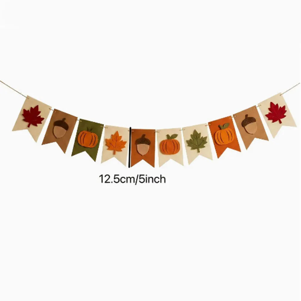 Fall Harvest Felt Banner – Pumpkin, Leaf & Acorn Garland