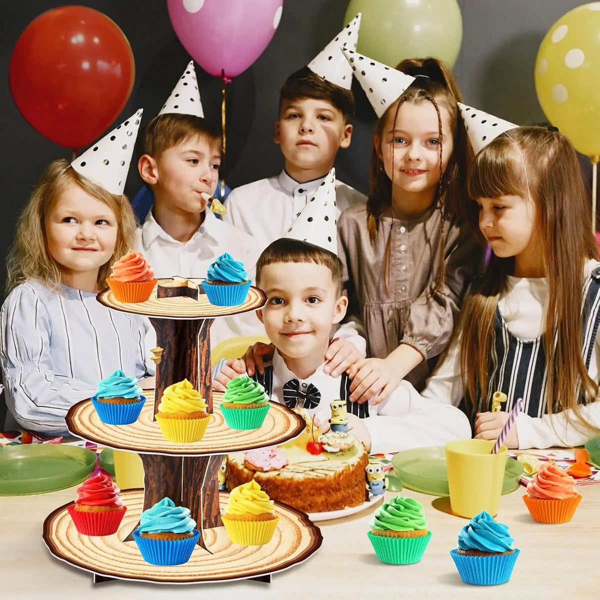 3-Tier Rustic Cupcake Stand – Party Table Decor