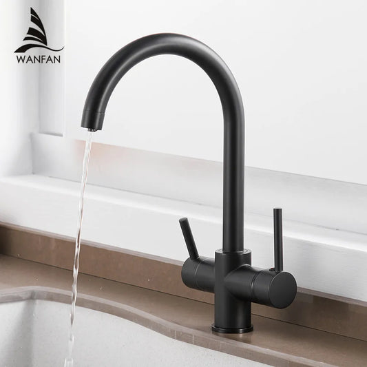 Black Dual-Handle Kitchen Faucet – WF-0180