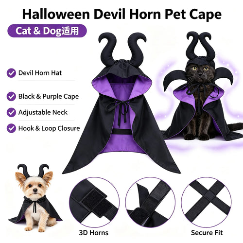 Halloween Dog & Cat Hooded Costume Cloak – Black