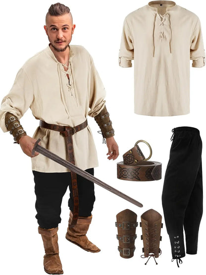 4-Piece Men’s Renaissance Pirate Costume Set