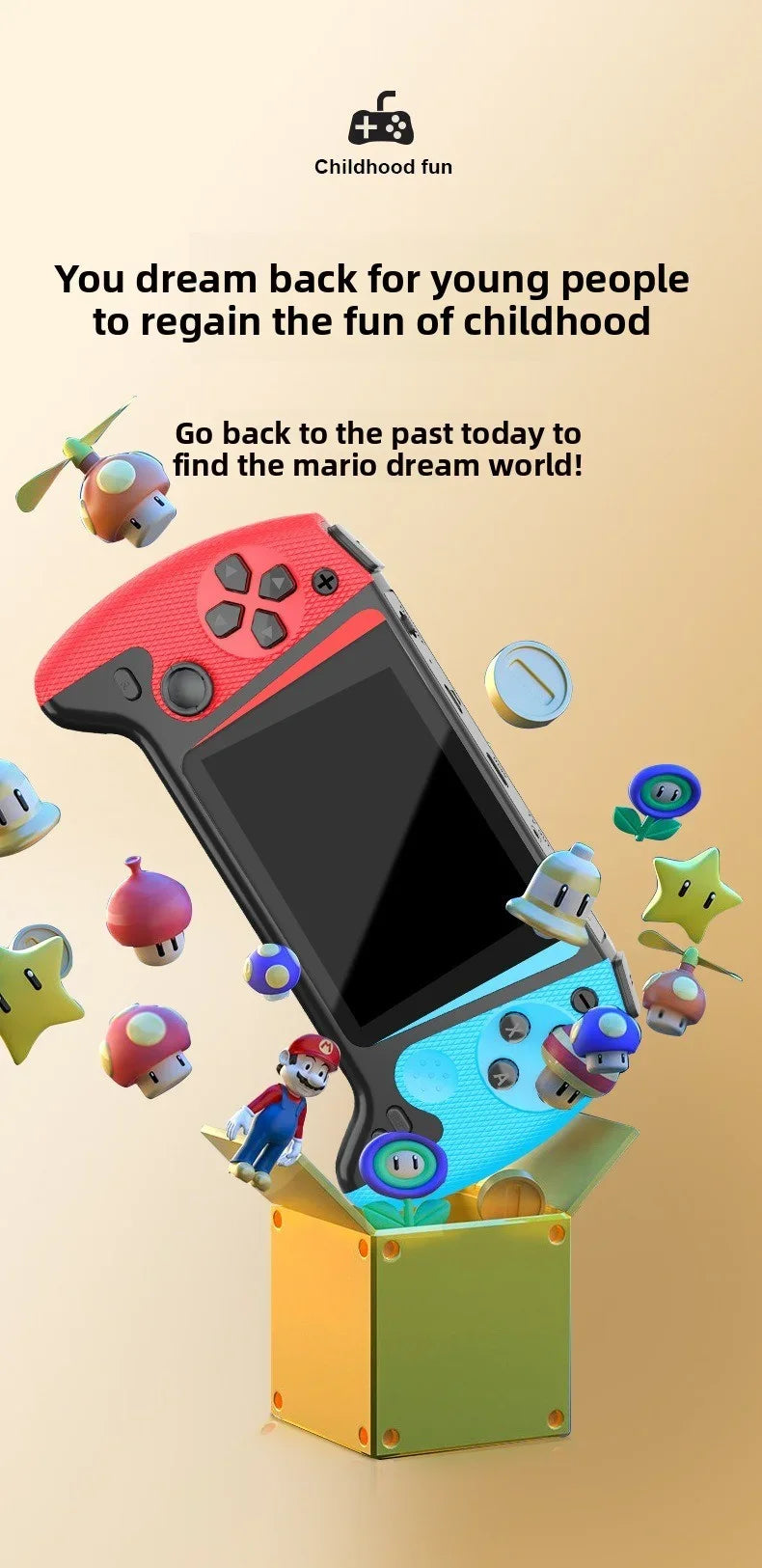 3.5" Retro Game Console – 500 Games, 1/2-Player Options
