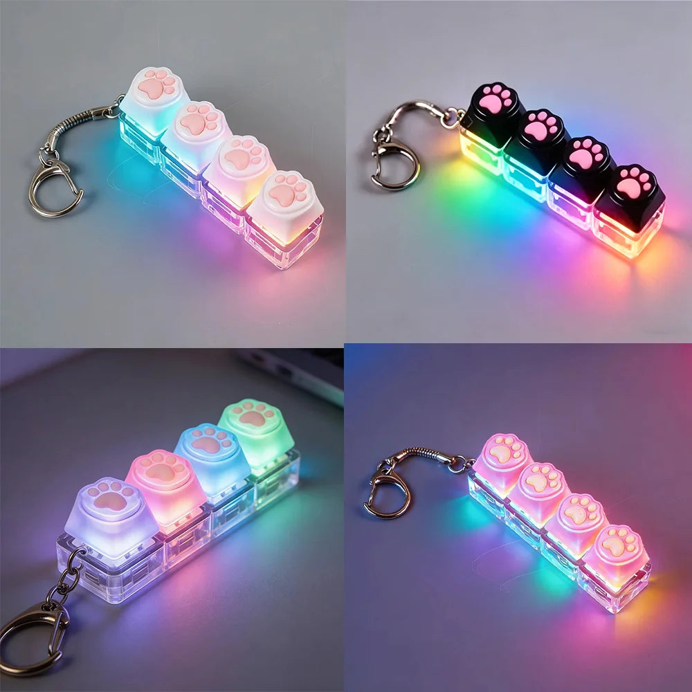LED Keyboard Clicker Fidget Keychain