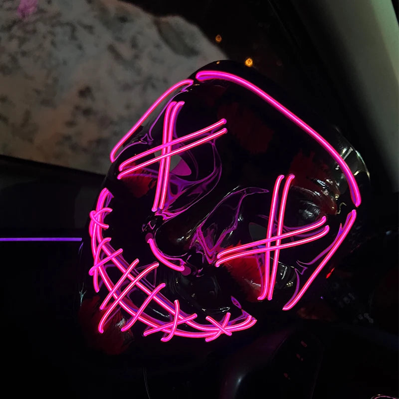 LED Light-Up Neon Halloween Mask