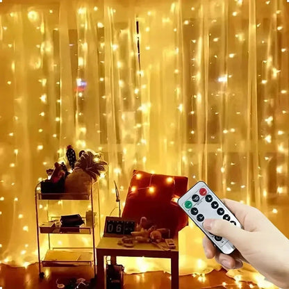 USB Christmas Curtain Lights with Remote – 8 Modes