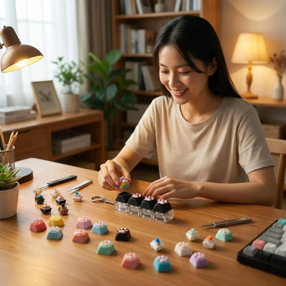 LED Keyboard Clicker Fidget Keychain