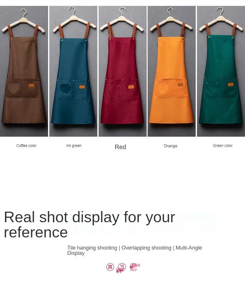 Custom Logo Canvas Kitchen Apron with Pockets