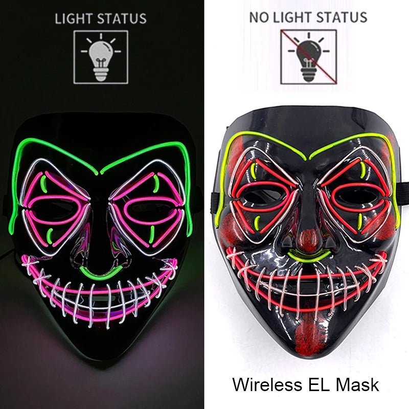 LED Light-Up Neon Halloween Mask