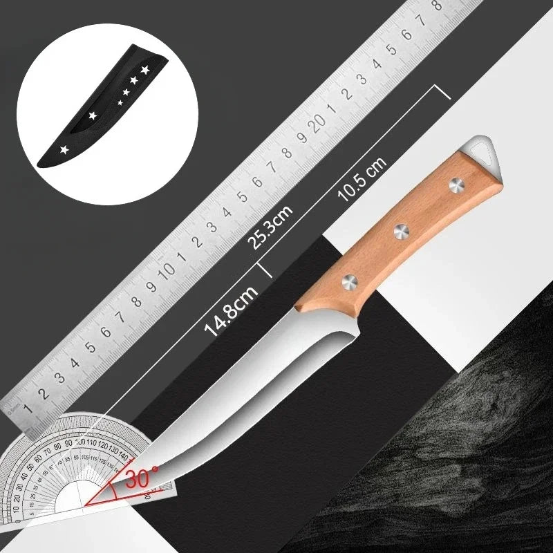 Stainless Steel Fillet & Boning Knife with Wood Handle