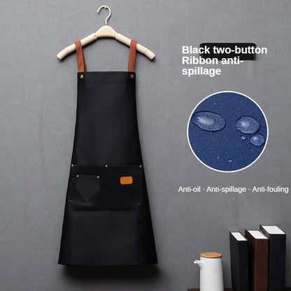 Custom Logo Canvas Kitchen Apron with Pockets