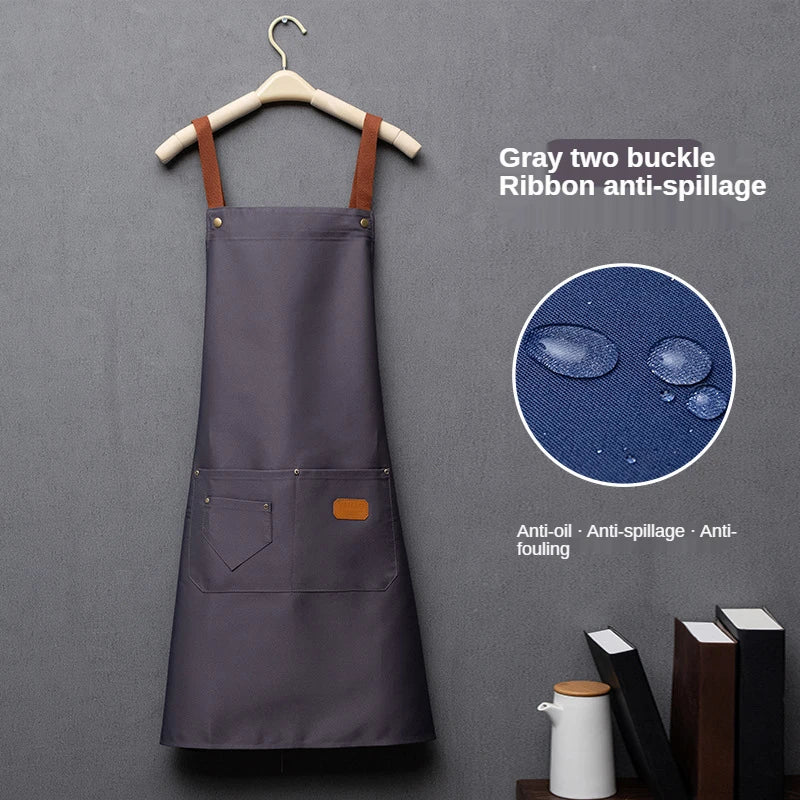 Custom Logo Canvas Kitchen Apron with Pockets
