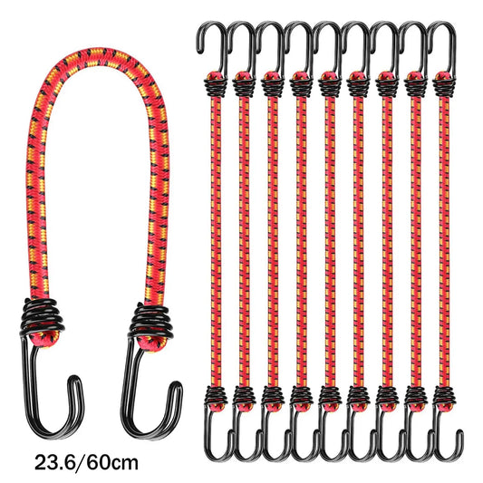 Elastic Bungee Cords with Hooks – 10 Pack