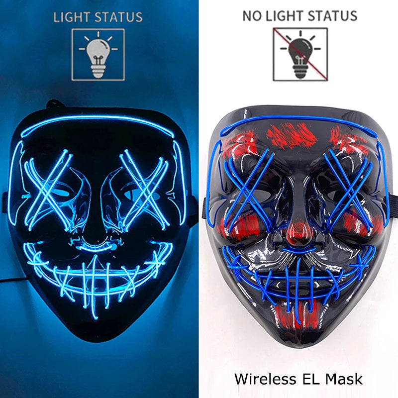 LED Light-Up Neon Halloween Mask