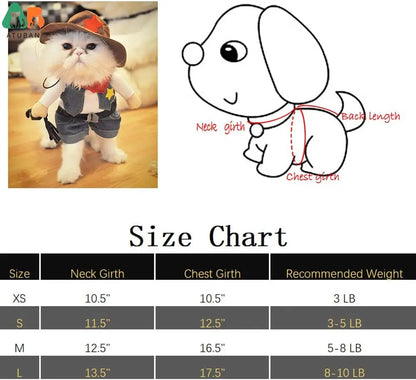 Cowboy Pet Costume with Hat – Cats & Small Dogs