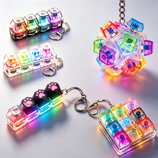 LED Keyboard Clicker Fidget Keychain