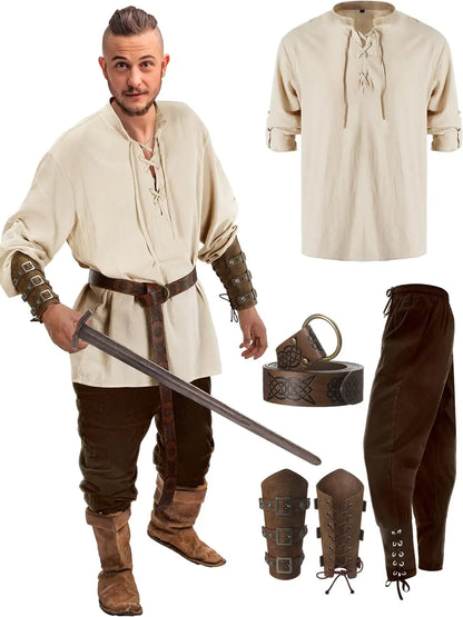4-Piece Men’s Renaissance Pirate Costume Set