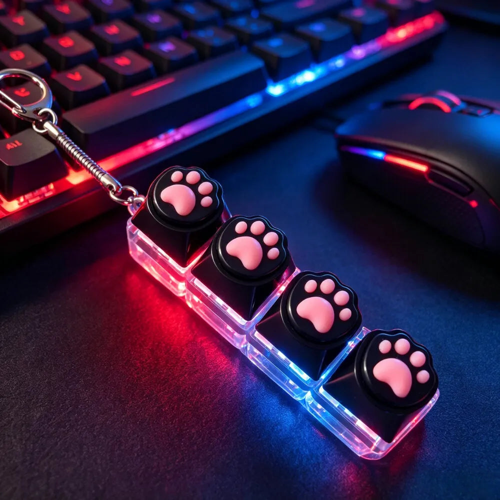 LED Keyboard Clicker Fidget Keychain