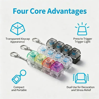 LED Keyboard Clicker Fidget Keychain