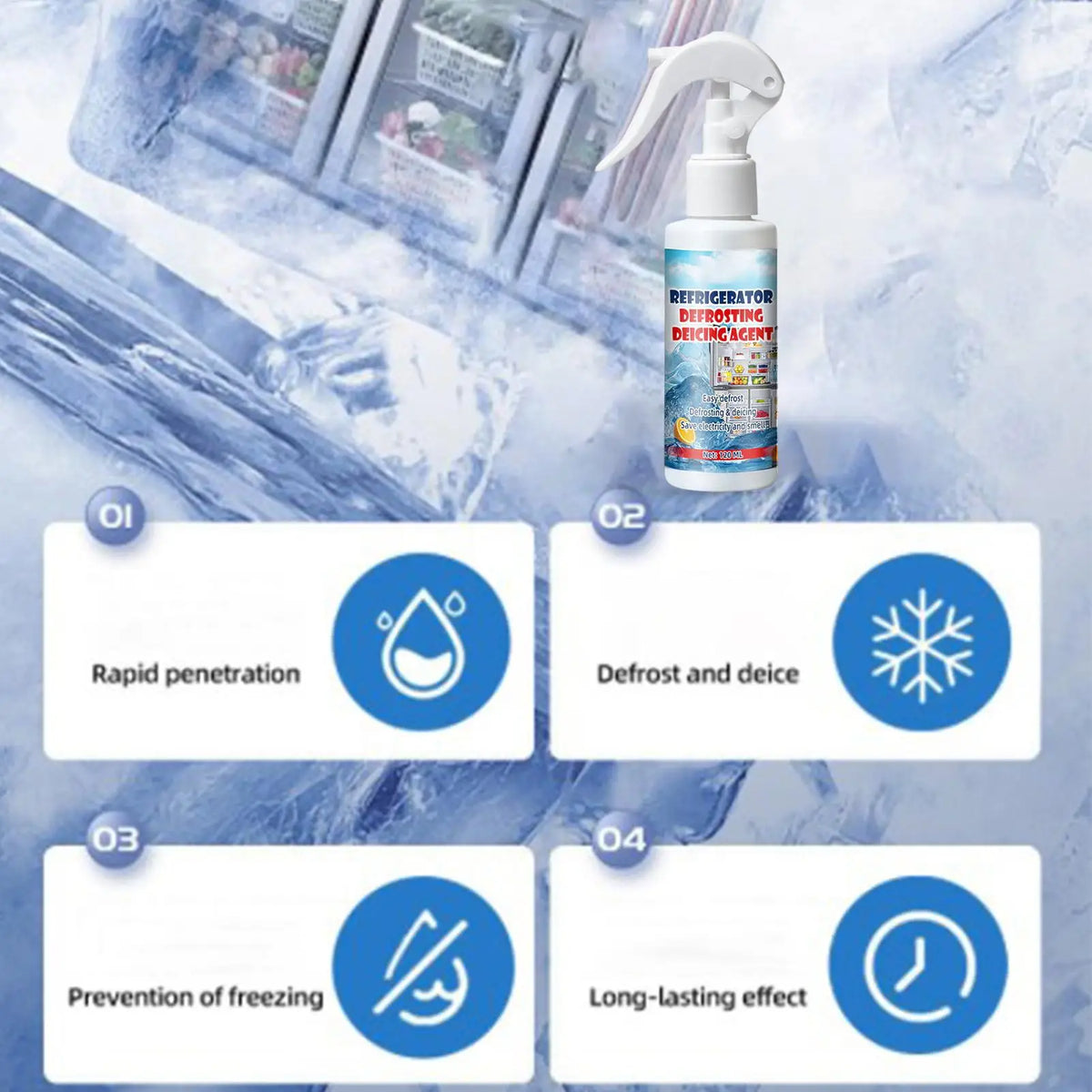 Freezer Frost & Ice Removal Spray with Scraper