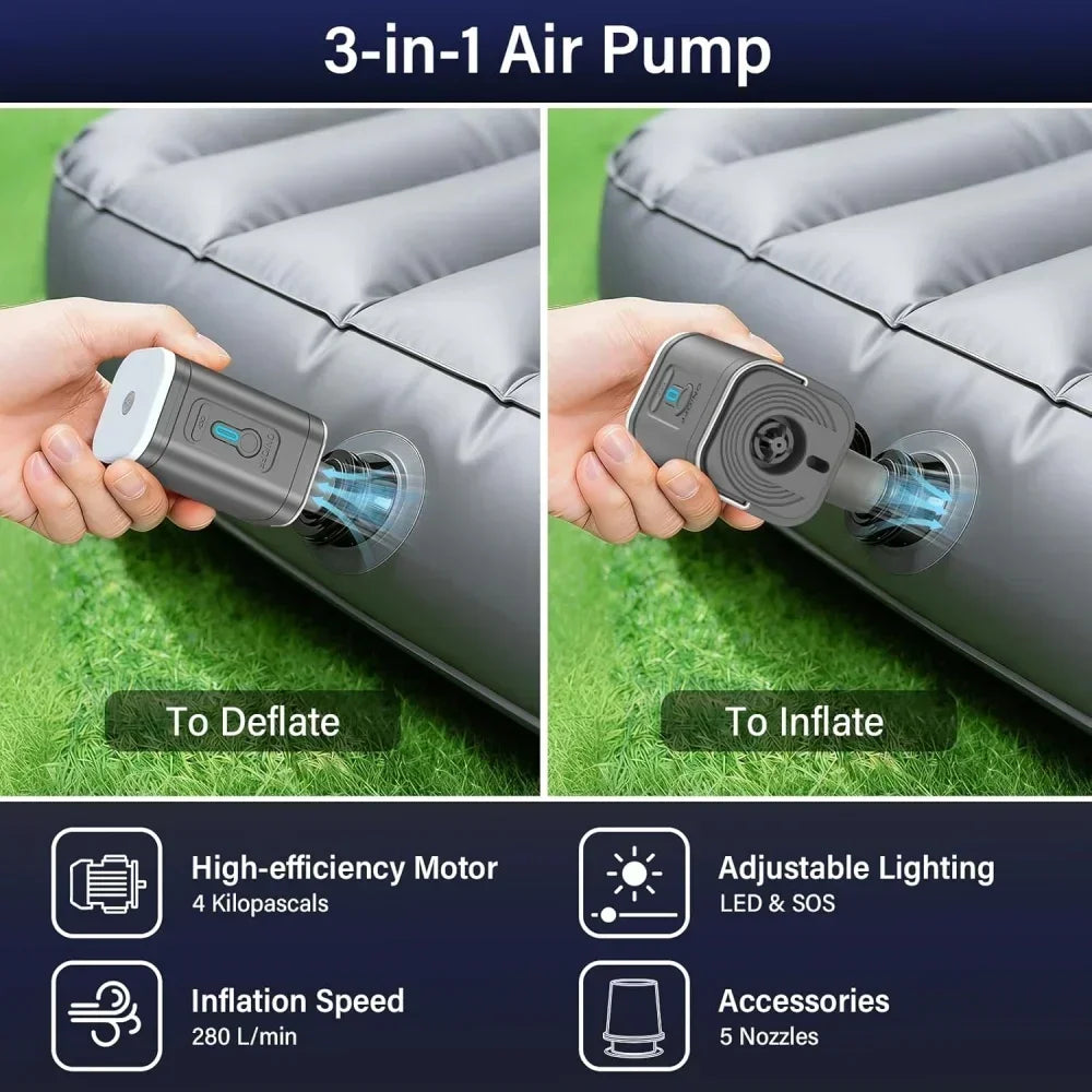 Portable USB Rechargeable Air Pump with Light