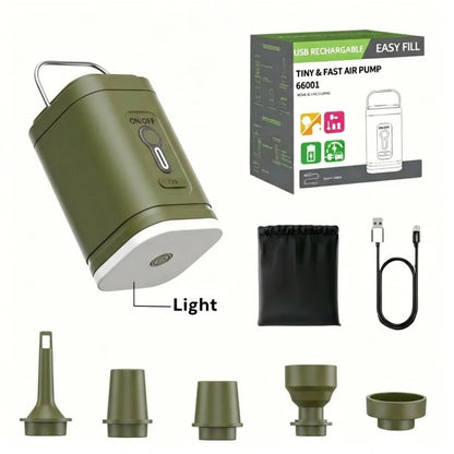 Portable USB Rechargeable Air Pump with Light