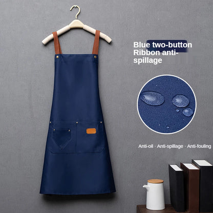 Custom Logo Canvas Kitchen Apron with Pockets