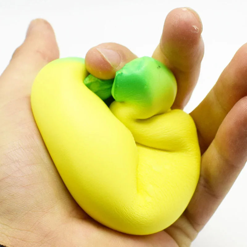 Banana-shaped slow-rise squishy fidget toy