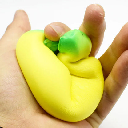 Banana-shaped slow-rise squishy fidget toy