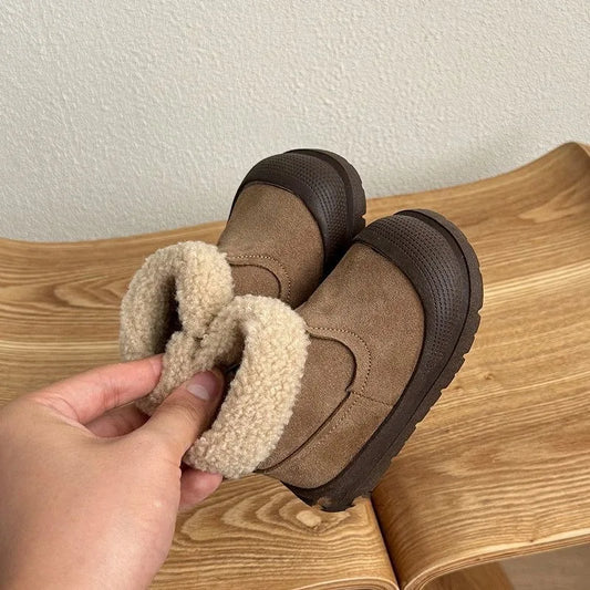 Kids Leather Snow Boots – Fleece-Lined Winter Boots