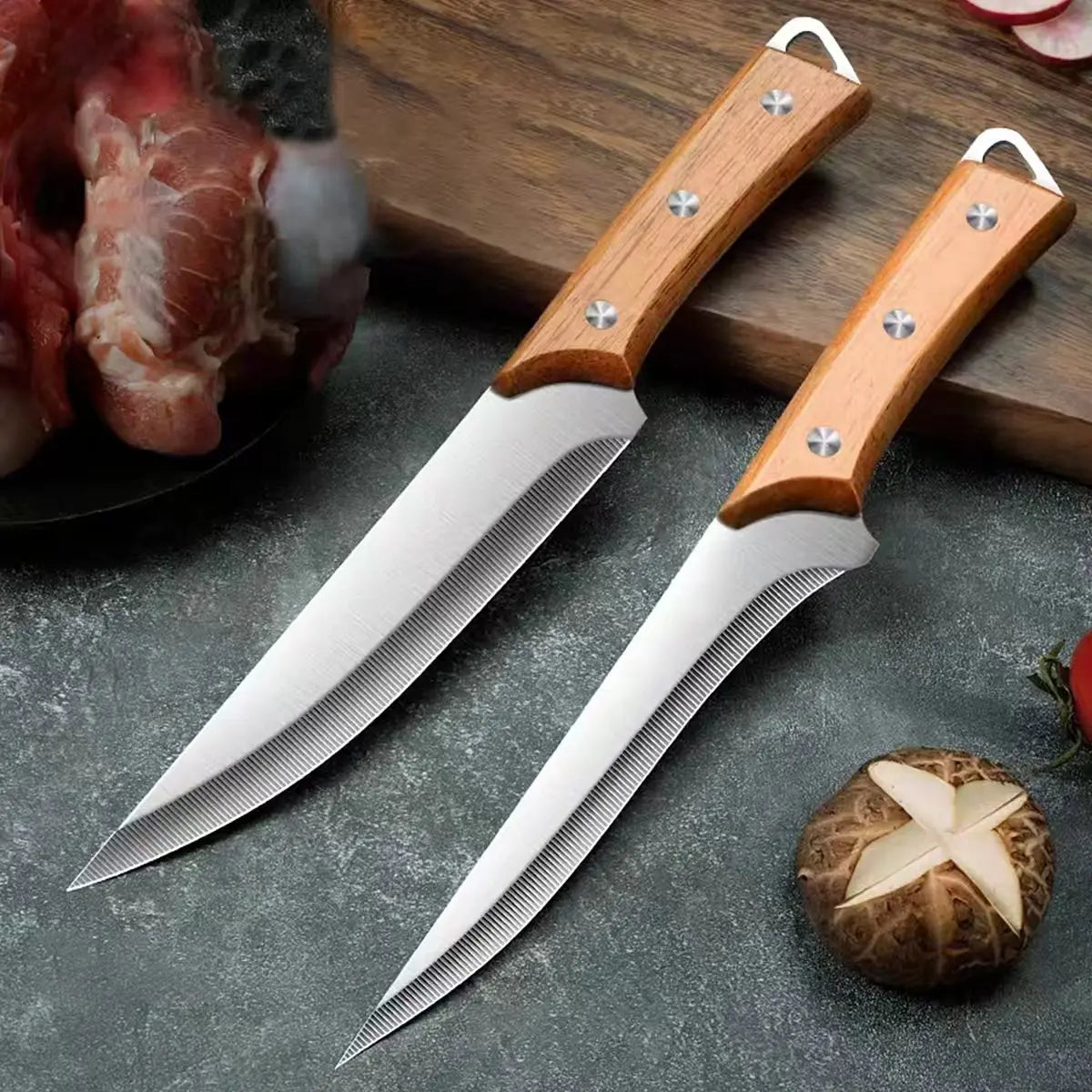 Stainless Steel Fillet & Boning Knife with Wood Handle