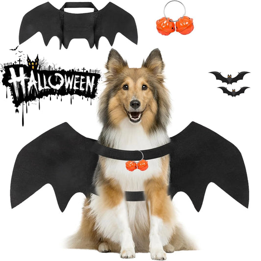 Bat Wings Pet Costume with Pumpkin Bells