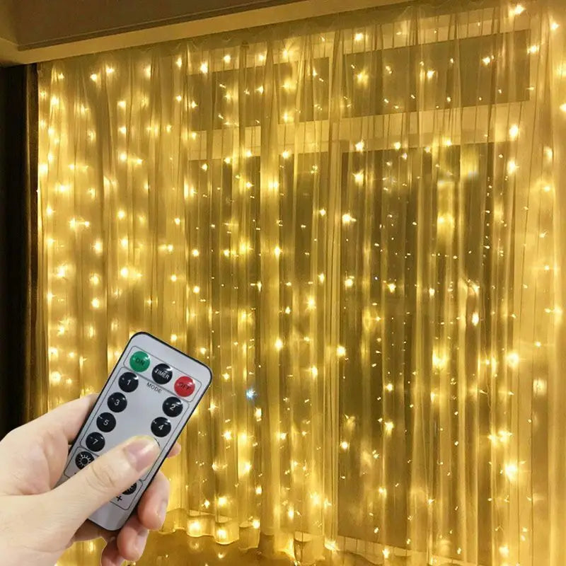 USB Christmas Curtain Lights with Remote – 8 Modes
