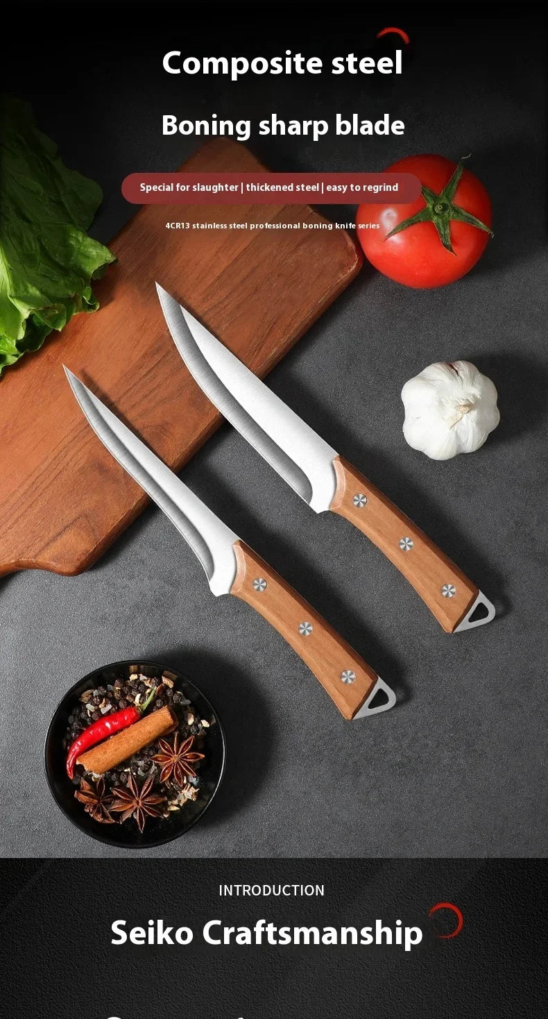 Stainless Steel Fillet & Boning Knife with Wood Handle