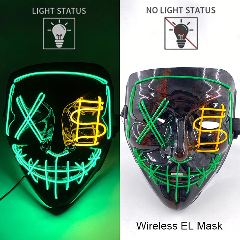 LED Light-Up Neon Halloween Mask