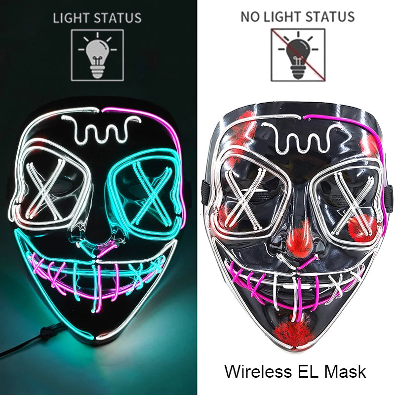 LED Light-Up Neon Halloween Mask
