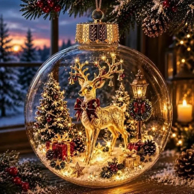 Light-Up Christmas Scene Ornament Ball – 10 cm
