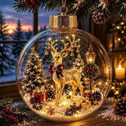 Light-Up Christmas Scene Ornament Ball – 10 cm
