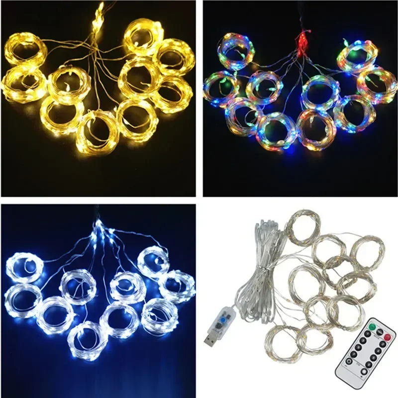 USB Christmas Curtain Lights with Remote – 8 Modes