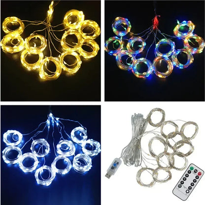 USB Christmas Curtain Lights with Remote – 8 Modes