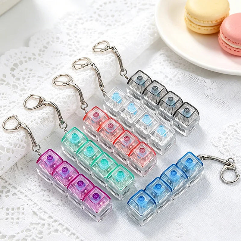 LED Keyboard Clicker Fidget Keychain