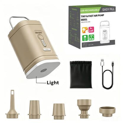 Portable USB Rechargeable Air Pump with Light
