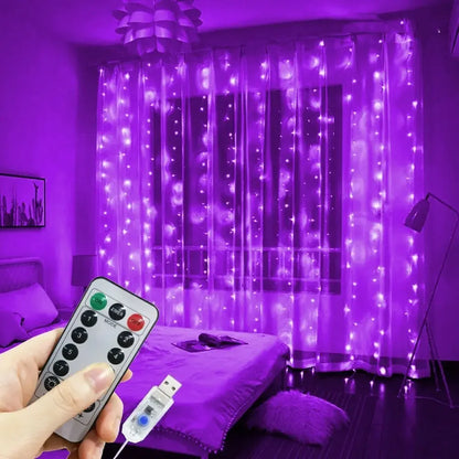 USB Christmas Curtain Lights with Remote – 8 Modes
