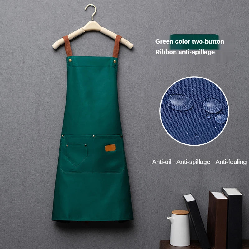 Custom Logo Canvas Kitchen Apron with Pockets