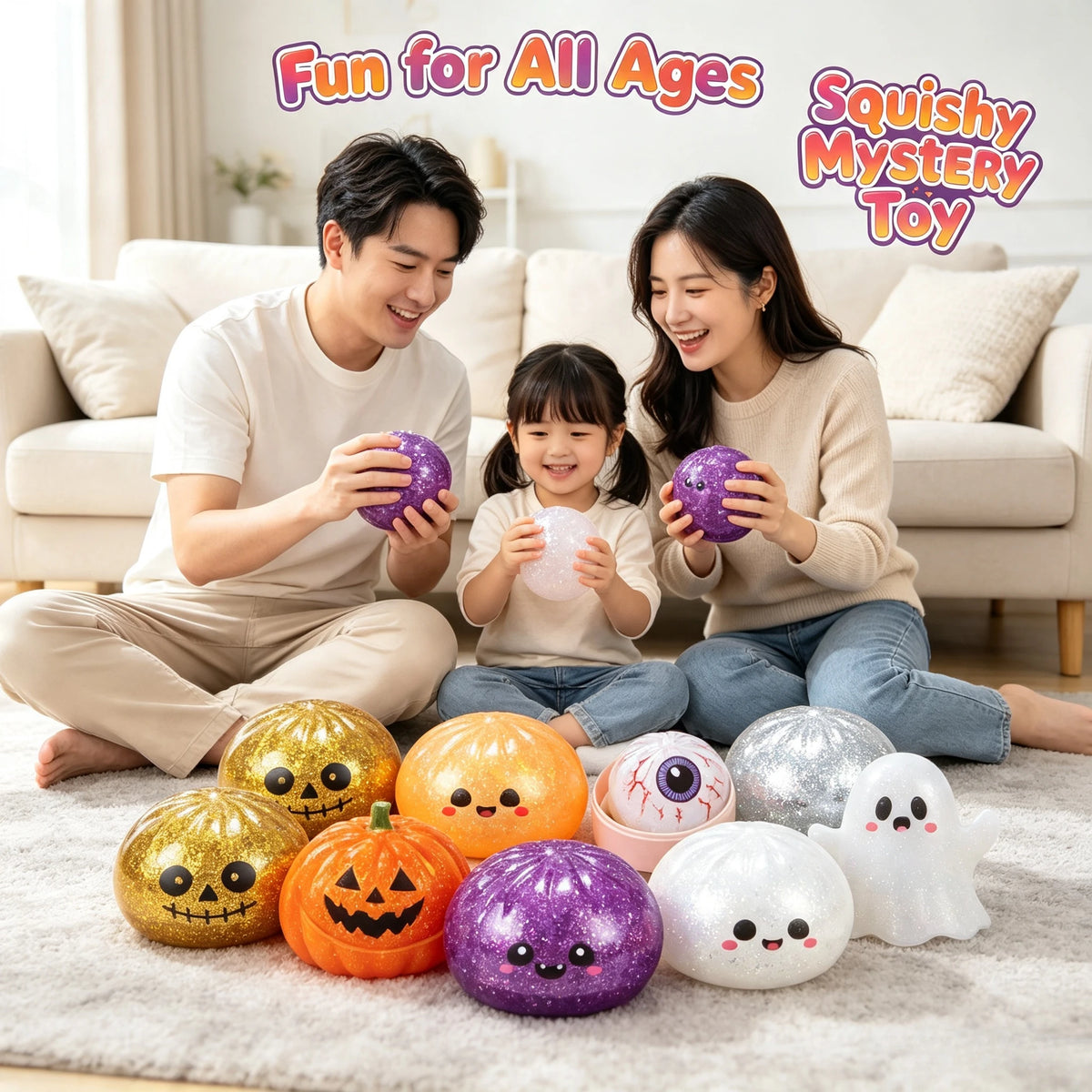 Glitter Pumpkin Halloween Squishy Pack